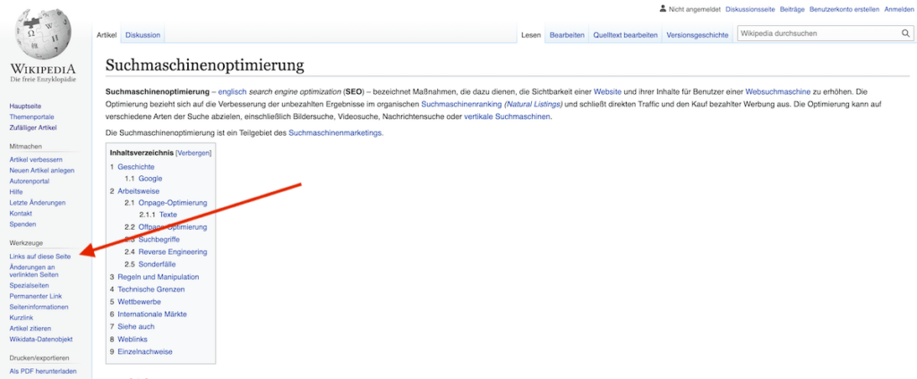 Wikipedia: Links auf diese Seite